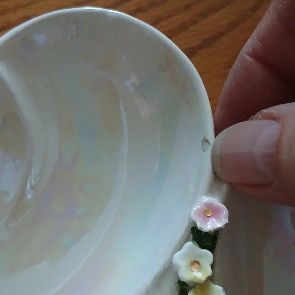 Vintage Lefton irridescent divided pixie candy dish - Picture 4 of 10